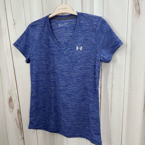 Under Armour Women’s Medium Purple Vneck Short Sleeve Tee - Picture 1 of 5